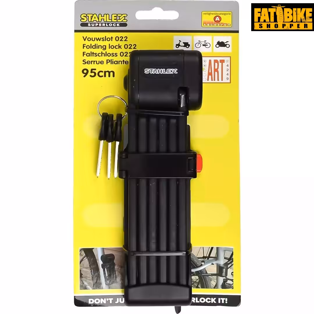 vouwslot 95cm - slot met houder - vouwbare slot art - stahlex 6 Fatbike Shopper vouwslot 95cm - slot met houder - vouwbare slot art - stahlex - Afbeelding 6