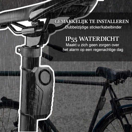 Fietsalarm met Afstandsbediening - Alarm voor Scooter, E Bike en Fatbike - Alarmsysteem Waterdicht - Fietsslot 2 Fatbike Shopper Fietsalarm met Afstandsbediening - Alarm voor Scooter, E Bike en Fatbike - Alarmsysteem Waterdicht - Fietsslot - Afbeelding 2